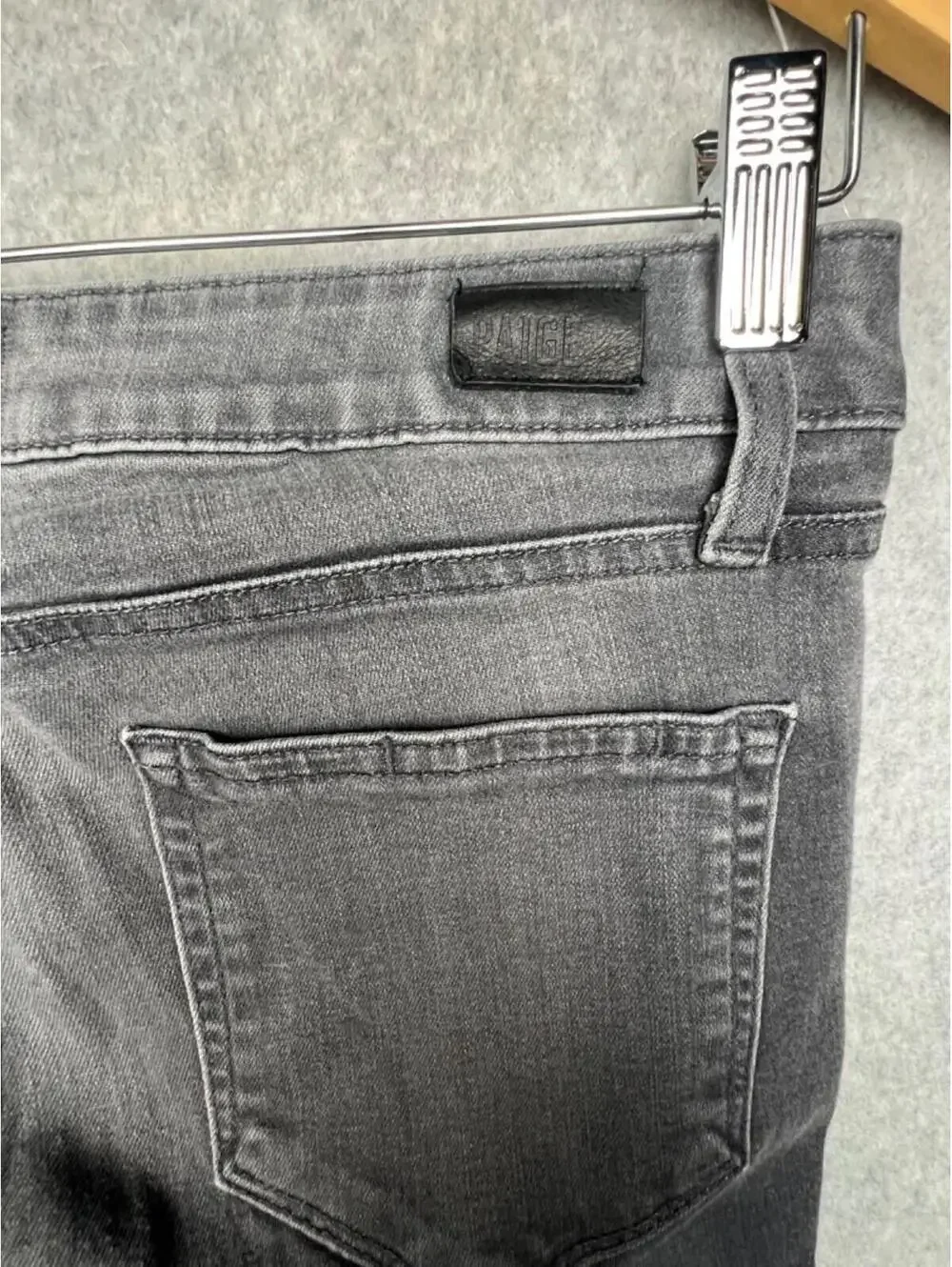 Paige Ankle Raw Hem Denim Jeans Womens 27 Low Rise Logo Gray